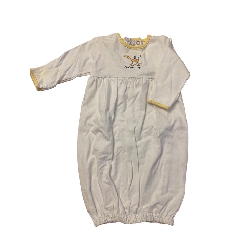 VTG Carters John Lennon Real Love Baby Gown White Yellow Giraffe Layette Newborn